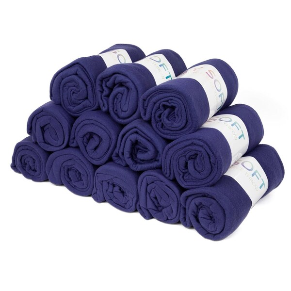 Monarch Brands Polar Fleece Throw, 50in x 60in , Navy, 12PK FLC-PLR-5060-NV-CS - main